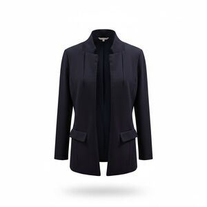 Liverpool Navy Open Front Blazer Jacket Women Medium Career Workwear Minimalist
